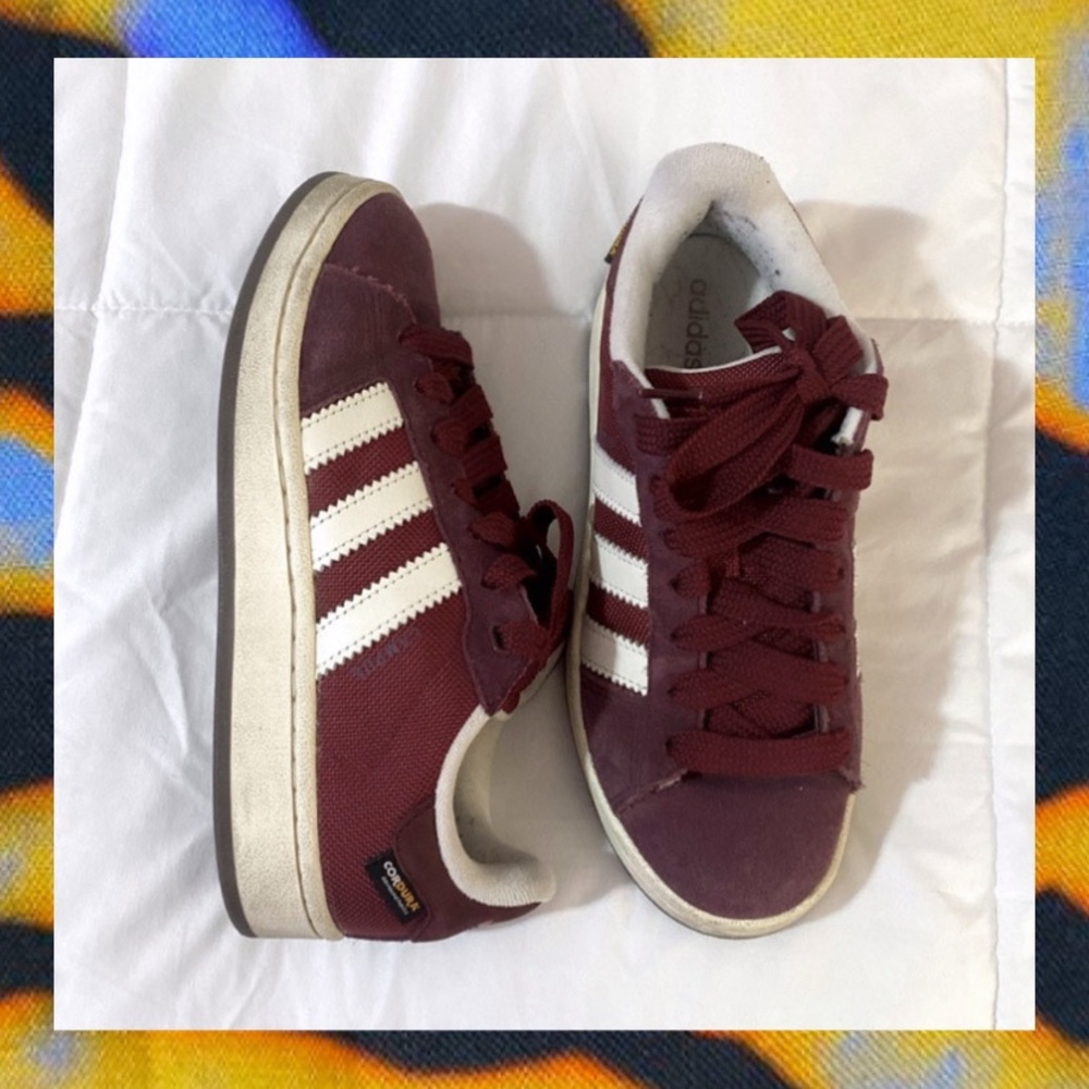 Adidas Maroon Sneakers with Cream Accents